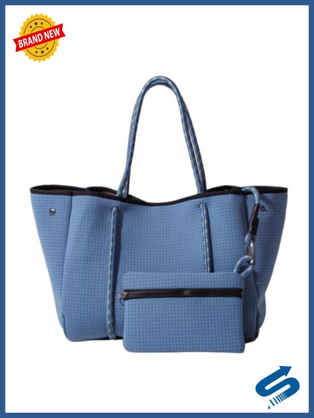 Neoprene Tote Bag Perforated Everyday Carryall with Zipper Pouch